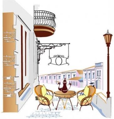 town cafes background vector