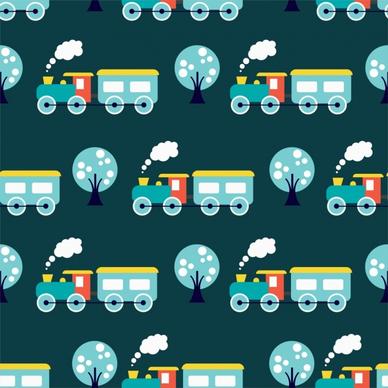 toy train background colored flat repeating design