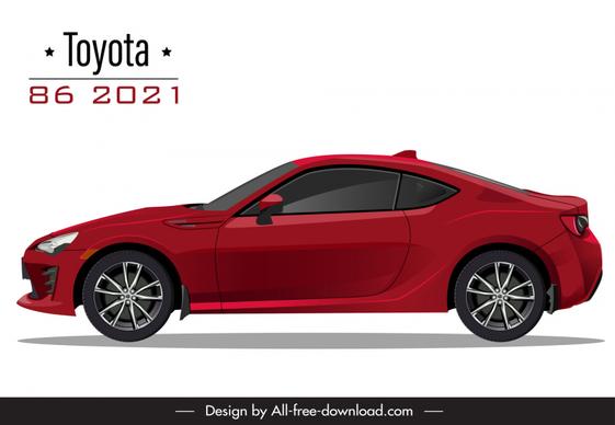 toyota 86 2021 car model icon modern elegant flat side view sketch