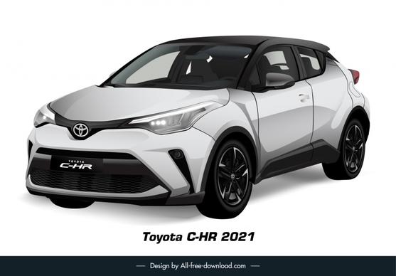 toyota c hr 2021 car advertising icon modern 3d front view sketch
