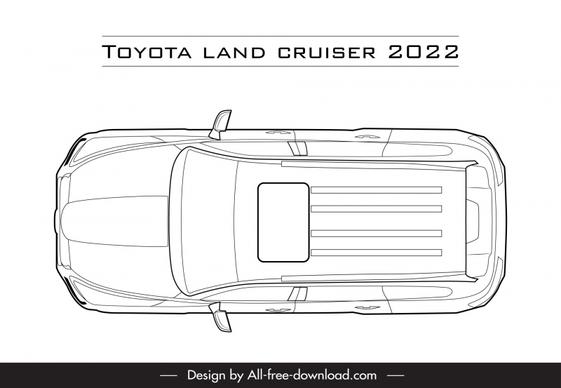 toyota land cruiser 2022 car advertising template flat black white handdrawn top view outline