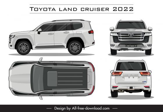 toyota land cruiser 2022 car model advertising template modern different views sketch