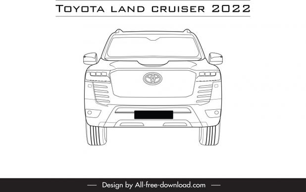 toyota land cruiser 2022 car model icon flat black white symmetric font view outline
