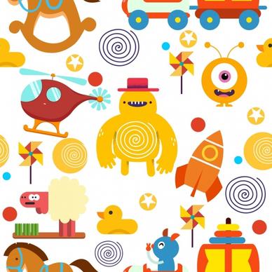 toys background colorful flat symbols decor