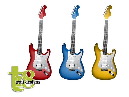 electric guitars vector illustration in various colors