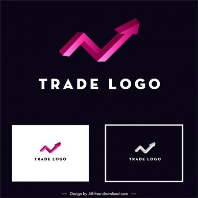trade logotype template modern 3d arrow sketch