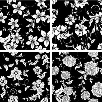 flora pattern templates black white sketch