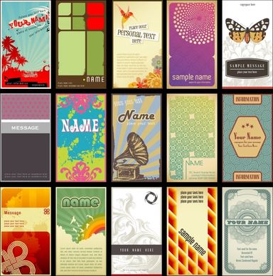card templates collection multicolored classical decor vertical design