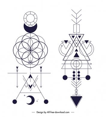 traditional ethnic tatoo templates symmetric geometric decor