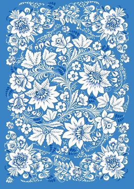 flowers pattern classical seamless ornament blue white design