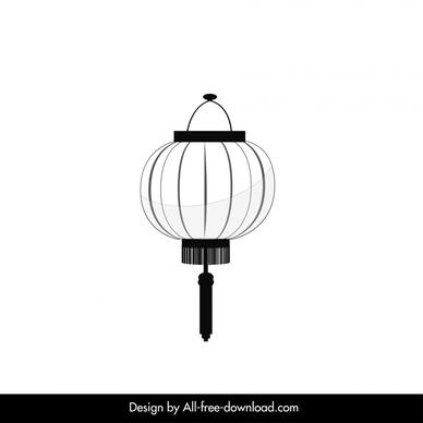 traditional japanese lantern icon classic black white round outline