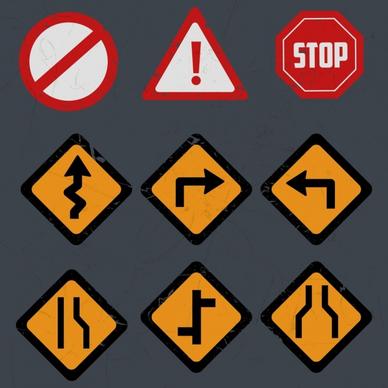 traffic sign templates classical colored flat shapes