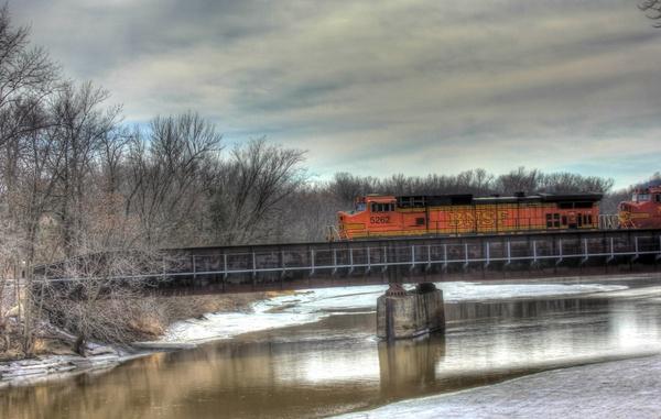 train on the river on the great river trail wisconsin