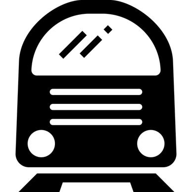 train sign icon flat black white silhouette sketch