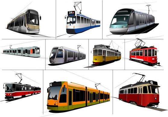 tram train icons modern 3d sketch