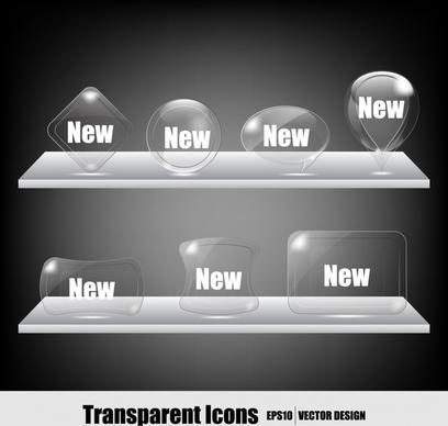 sale tags templates modern transparent crystal shapes