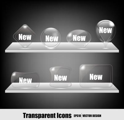 transparent crystal icons vector
