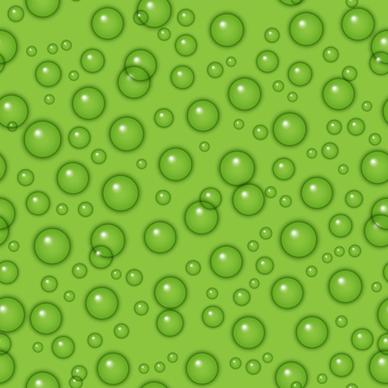transparent water drops with green background vector seamless pattern