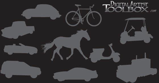 Transportation silhouettes free vector