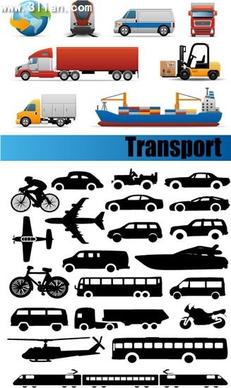logistic vehicles icons colored modern silhouettes design