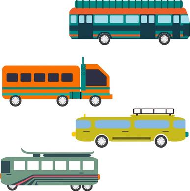 transportation vehicles collection various types on white background