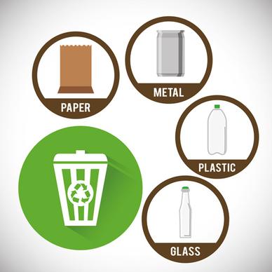 trash can with eco icons vector