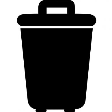 trash sign icon flat black silhouette outline