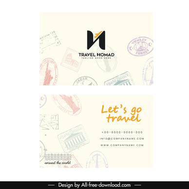 travel agency business card template flat retro stamps