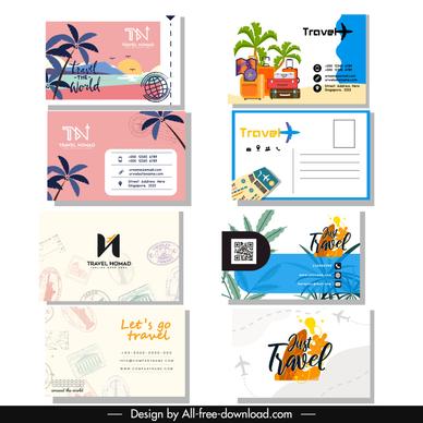 travel agency business card templates collection flat classic travel elements