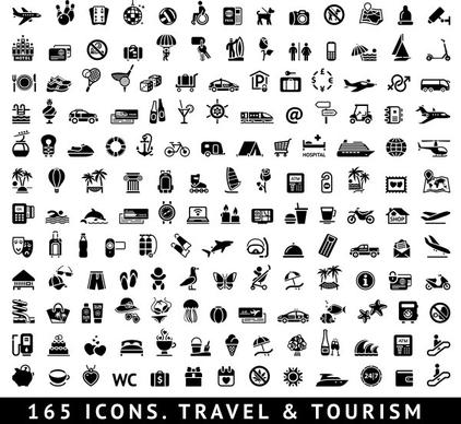 travel and tourism icons set vector