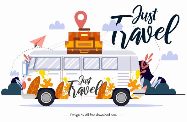travel background classic design bus luggages sketch