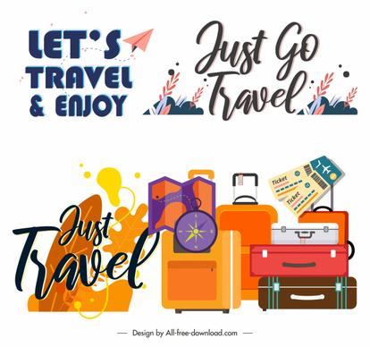 travel banner design elements texts personal stuffs sketch