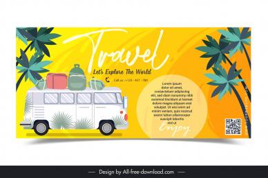 travel banner template classic bus tress luggages