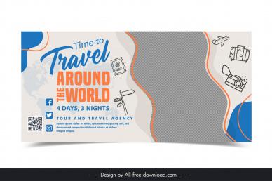 travel banner template classical flat travel elements