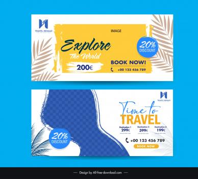 travel banner templates classical coconut checkered curves