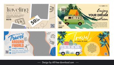 travel banner templates collection classical travel elements