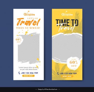 travel roll up banner template checkered coconut tree decor