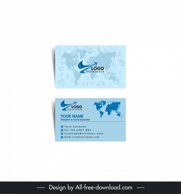 travel sale business card template flat map tour elements