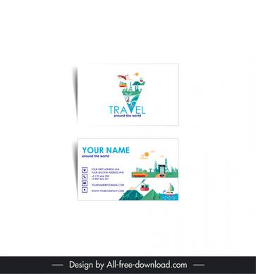 travel sale business card template geometric scenery elements