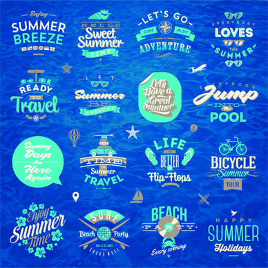 travel summer holiday labels set vector
