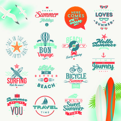travel summer holiday labels set vector