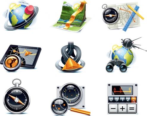 travel icons colored modern 3d realistic design