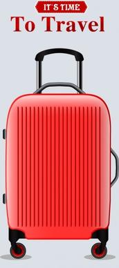 travel time banner red luggage icon decor