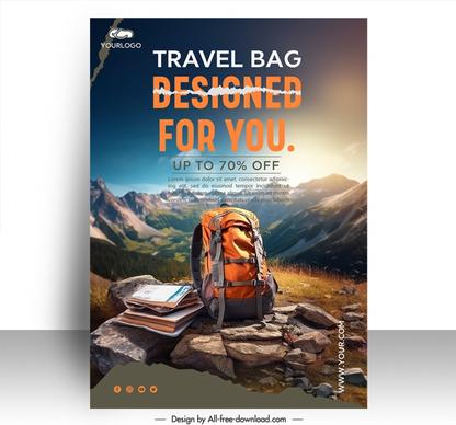 traveling bag poster template elegant mountain range scene