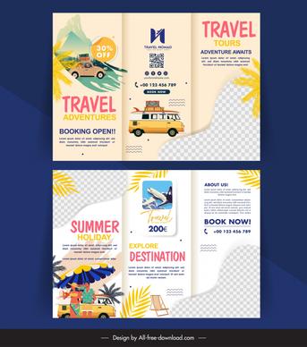 traveling brochure template classical cartoon checkered