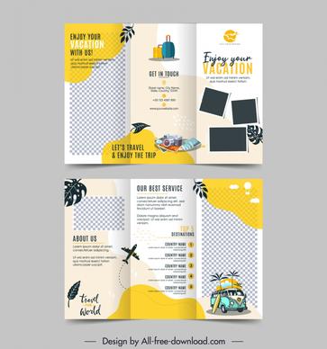 traveling brochure templates trifold checkered travel elements