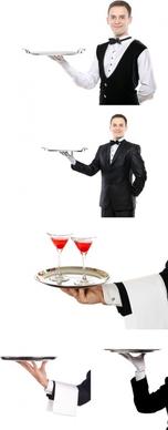 tray waiter gestures highdefinition picture
