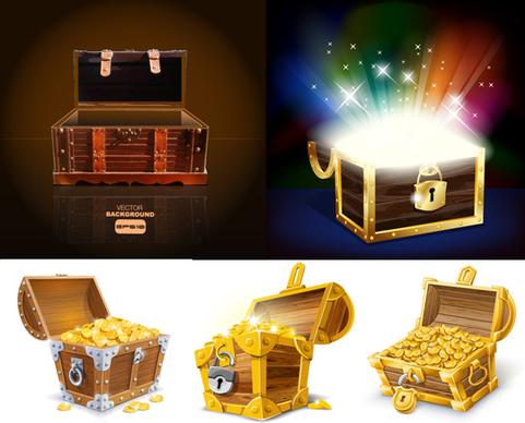treasure box design elements vector