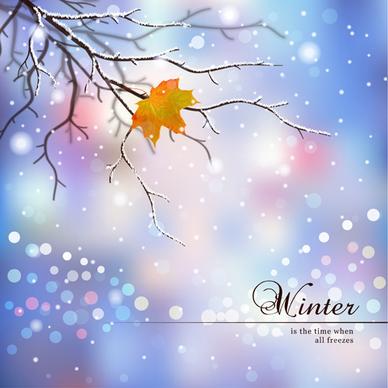 tree branch and blurs winter background vector