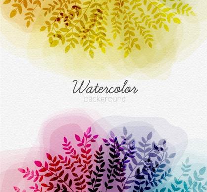 tree branches with watercolor background vector